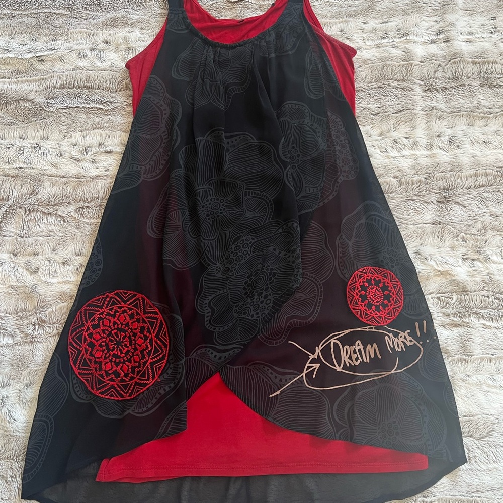 Desigual Women’s Black and Red Sleeveless Dress